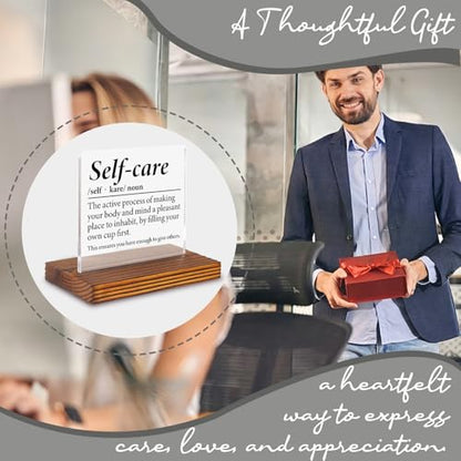 Self Care Inspirational Desk Sign for Women Men, Motivational Acrylic Office Decor with Positive Wellness Quote, Mental Wellness Encouragement Gift for Coworker Friend Therapist Nurse EC438 - style: Coworker Friend Therapist