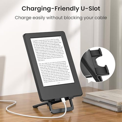 Itramax Tablet Stand for Desk,Foldable iPad Stand,Adjustable Desktop Holder - color: Black – for Tablet (Max 800g)