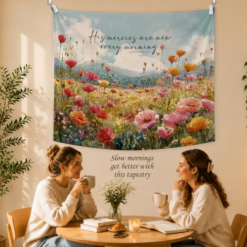 SAMKEIDOI Christian Floral Tapestry Wall Hanging 50x60 Inch - color: SJ-1