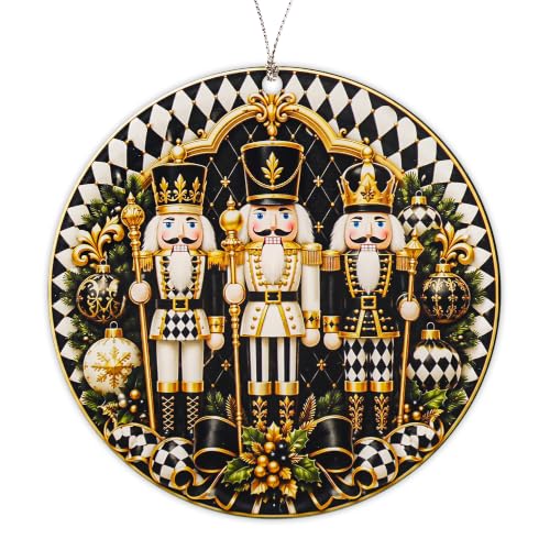 Nutcracker Christmas Ornaments for Christmas Tree, Elegant Black & Gold Vintage Nutcracker Ornament, Acrylic Christmas Tree Decor with Classic Holiday Design, Christmas 2026 - color: Nutcracker Ornaments