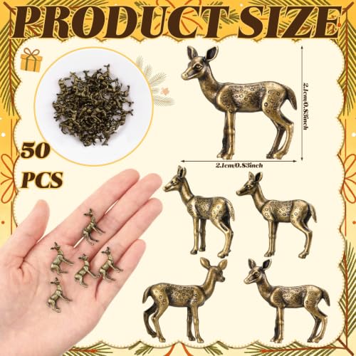 Civaner 50 Pcs Mini Deer Figurines, Retro Christmas Decoration - style: Deer