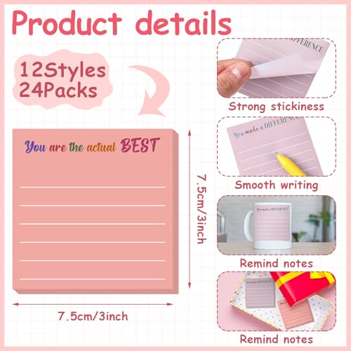 Yinder 24 Pcs Inspirational Sticky Notes Gifts, Appreciation, Aesthetics - color: Aesthetics, size: Appreciation