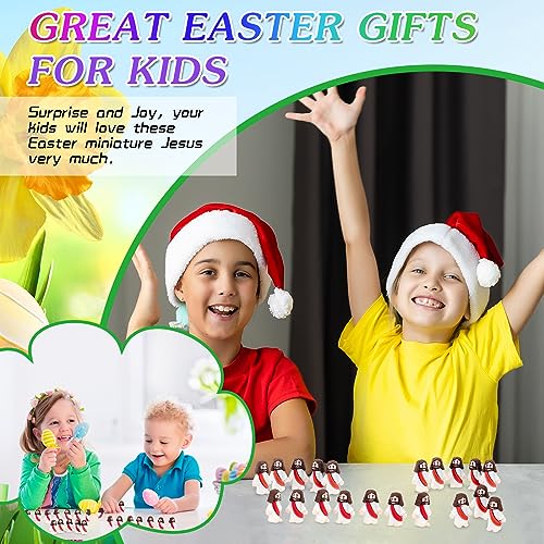 Bememo 100 Pcs Jesus Toys Original Design Mini Rubber Little Jesus Figurine to Hide and Seek Religious Party Favors Sunday School Craft Baptism Gifts for Easter Egg Stuffers(Red) - color: Red