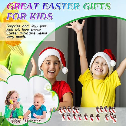 Bememo 100 Pcs Jesus Toys Original Design Mini Rubber Little Jesus Figurine to Hide and Seek Religious Party Favors Sunday School Craft Baptism Gifts for Easter Egg Stuffers(Red) - color: Red