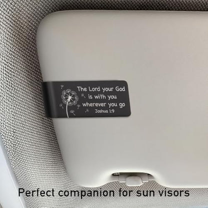 The Lord Your God is with You Visor Clip for Car Christian Gifts - color: Black