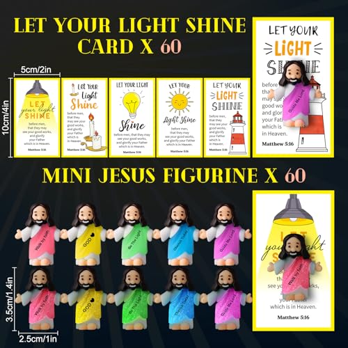 CroBlissful 60 Sets Mini Jesus Figurines Bulk,Multiple Styles - style: Multiple Styles