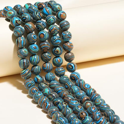 8mm Natural Blue Malachite Gemstone Beads Polished Round Smooth Stone Beads for Bracelets Jewelry Making 15inch Loose Beads - color: Blue Malachite, size: 8mm