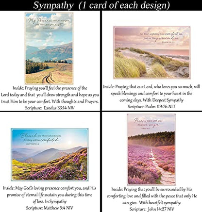 Sympathy Cards ~ No Repeated Designs~ 32 Cards and Designs ~ Christian/Religious Greeting Card Assortment ~ Scripture in every card ~ Envelopes Included