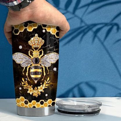 SANDJEST Personalized Bee Tumbler 20oz 30oz Insulated Tumblers with Lid Coffee Travel Mug Cup for Women GirlsBee Jewelry Drawings Style Bee Gifts for Birthday - color: Bee 2