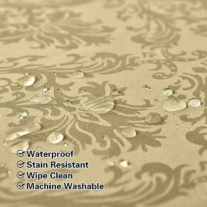 SASTYBALE Jacquard Tablecloth Rectangle 52 x 70 Inch, Gold - color: Gold, size: 70" x 52" (Rectangular)