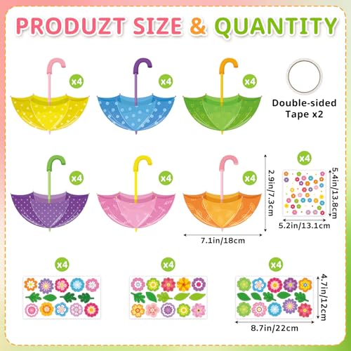 PAIVSUN 24Pcs Spring Crafts Kits Make You Own Umbrella Paper Ornament - style: Spring Umbrella
