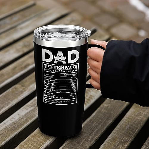 SANDJEST Dad Cup Tumbler with Handle 20oz Dad Nutrition Facts Stainless Steel Travel Coffee Mug Best Dads Gift for Fathers Birthday Christmas Valentines Gift for Men Father Daddy from Daughter Son - color: Dad 3