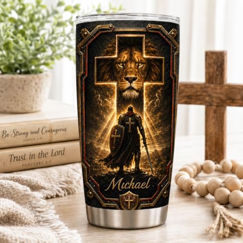 Personalized Christian Gifts For Men - Faith Bible Warrior Christ Tumbler V19 - Man Of Faith A Child Of God Religious For Dad, Husband, Grandpa on Fathers Day, Christmas, Birthday - color: CH-VAR-19