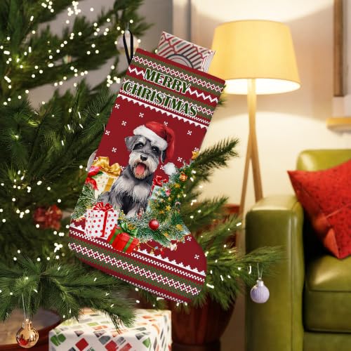Schnauzer Red and Green Christmas Stockings 16 Inch - color: Christmas23