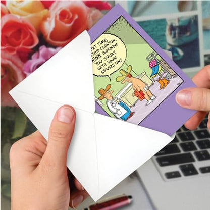 NobleWorks - Funny Get Well Greeting Card with 5 x 7 Inch Envelope (1 Card) Spurs Squat C2461GWG - style: Spurs Squat