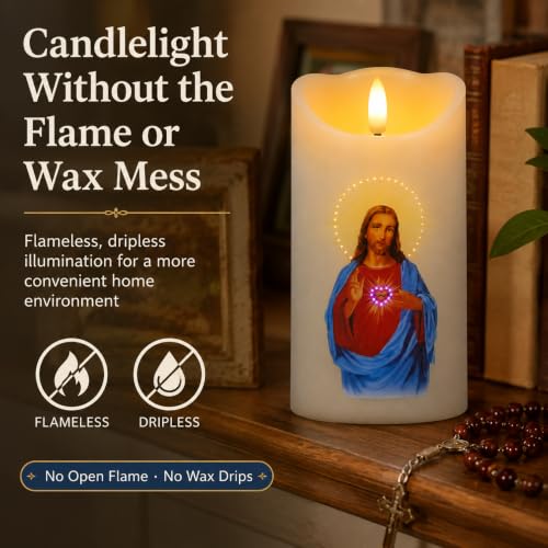 Flameless LED Devotional Prayer Candle with Automatic Timer
