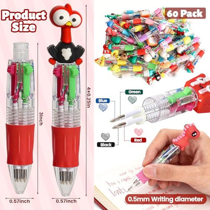60 Pcs Multicolor Pen Delightful Multi Color Pen Gifts, 4-in-1 Pens Bulk Ballpoint Pens Fidget Pen for Party Favors & Birthday