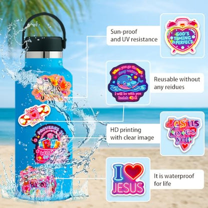 104 PCS Neon Inspirational Christian Stickers, Bible Verse Jesus Stickers for Laptop Water Bottles Scrapbook, Bible Study Journaling Prayer Board Supplies Religious Faith Christian Gifts for Women Men - style: 104 PCS Neon Inspirational Christian Stickers