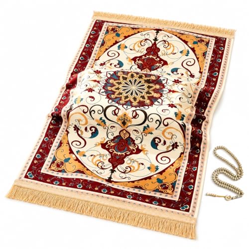 UrmiX Memory Foam Prayer Mat, Thick Prayer Rug for Daily Salah, Burgundy - color: Burgundy