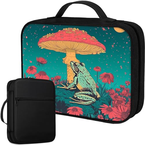 Bible Cover for Women Kids, Bible Carrying Case Church Bag Bible Protective with Zippered Back Pocket, Gift for Adults Lady Women Men, Frog on a Mushroom - color: Frog on a Mushroom