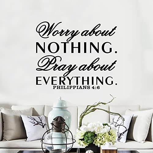 Inspirational Wall Decals, Prayer Wall Stickers, Quotes Kitchen Bathroom Bedroom Living Room Motivational Bible Verse Home Vinyl Art Wall Decor, Worry About Nothing Pray About Everything 30"X25" - color: Pray About Everything, size: X-Large