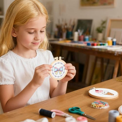 57lilina Easy Embroidery Kit for Kids Beginners, 6 Set Cute Stamped Pattern - color: Tree+Cake+Soldier+Bow Tie+Ice Cream+Candy