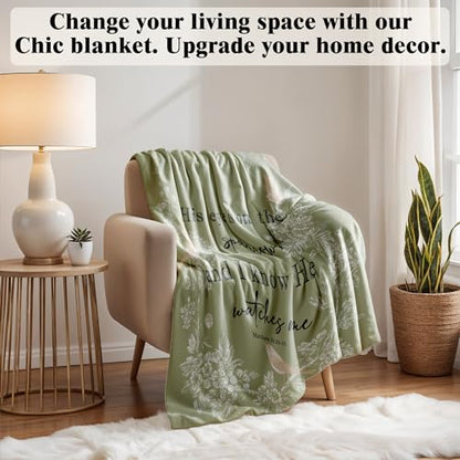 Christian Sparrow Bird Blanket, Christian Gifts for Women Men, His Eye is on the Sparrow Religious Bible Verse Bird Throw Blankets for Bedroom Living Room Couch Sofa, 50x60 Inches - color: Bird