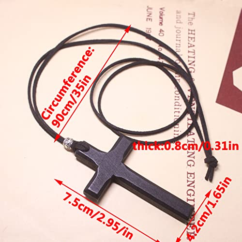 Wooden Cross Necklace For Men Women, Wood Cross Pendant Necklaces For Car Rearview Mirror Charms, Wall, Christian Jewelry - color: 1 piece-black-7.5cmcross