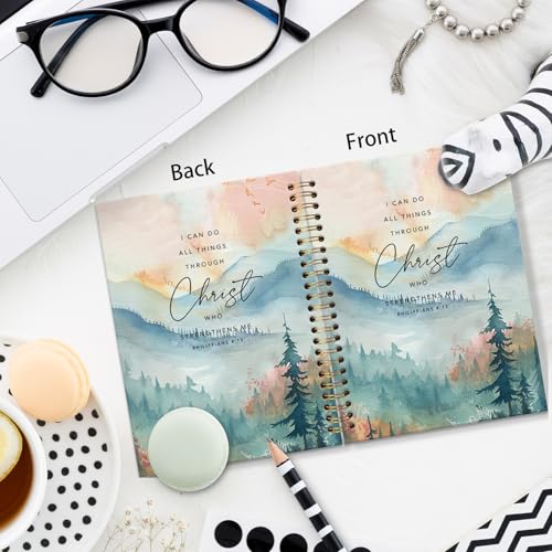 Christian Notebook Journal, I Can Do All Things Through Christ Scripture Journal for Women, Nature Landscape Bible Journaling Notebooks for Note Taking, Spiral Notebook 5.5x8.3 Inch - color: PHILIPPIANS 4:13