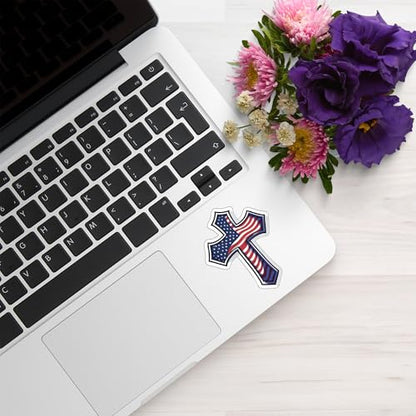 American Flag Cross Sticker Christian Faith Jesus Decal Patriotic USA Cross Vinyl Waterproof 5 Inch for Car Truck Laptop Window Water Bottle Religious Gift - color: 10