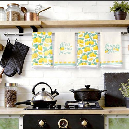 4Pcs Lemon Kitchen Towels,16x24in Microfiber Super Absorbent Dish Towels - color: Yellow Lemon