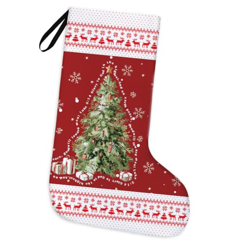Red and Green Christian Christmas Tree Stockings 16 Inch - color: Christmas33