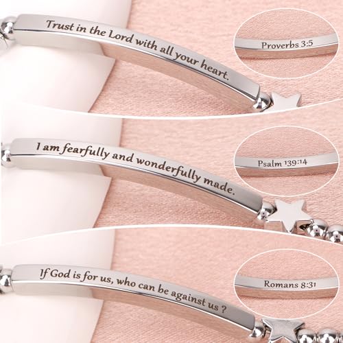 kilofly Set of 3/6 Bible Verse Bracelet Christian Unique Religious Gift for Women - style: Faith Set3