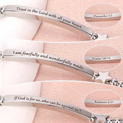 kilofly Set of 3/6 Bible Verse Bracelet Christian Unique Religious Gift for Women - style: Faith Set3