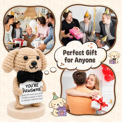 Positive Crochet Dog, Emotion Support Dog Stuffed Animal Inspirational Gift - color: Dog