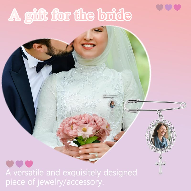 Wedding Double Picture Frame Brooch for Bride Grooms Boutonniece Pin for Wedding Bouquet - color: Color I