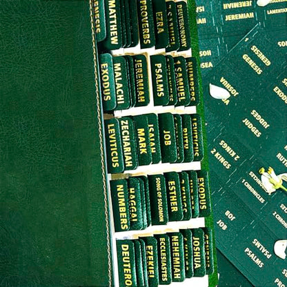 Bible Tabs for Women & Men Green – 80 Gold Foil (66+14 Blank) - color: Green