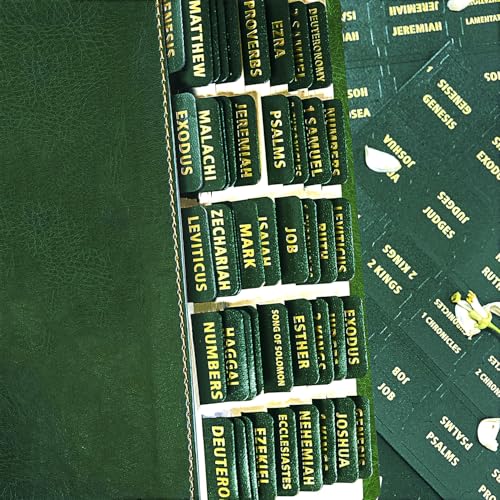 Bible Tabs for Women & Men Green – 80 Gold Foil (66+14 Blank) - color: Green