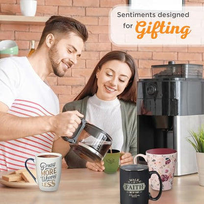 Christian Art Gifts Large Ceramic Bible Verse Coffee & Tea Mug for Men - color: Black/Walk by Faith