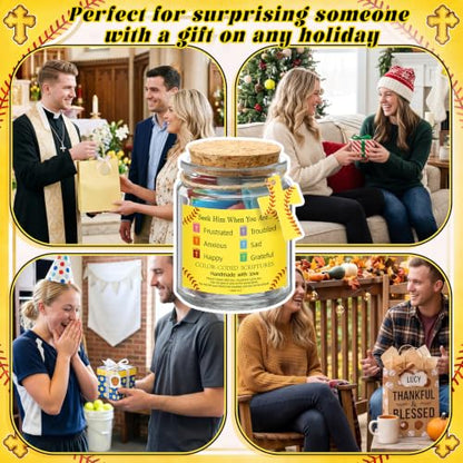 Lunmon Softball Christian Affirmation Jar with Color-coded Bible Verses - style: Softball