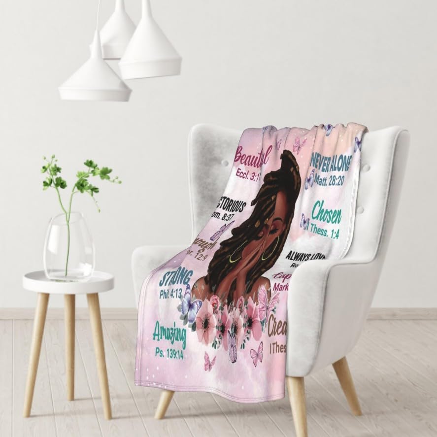 Throw Blanket, Soft Fleece Blanket with Inspirational Positive Thoughts and Quotes for Bedroom, Ideal as a Gift for Girls and Women 50x60 Inch