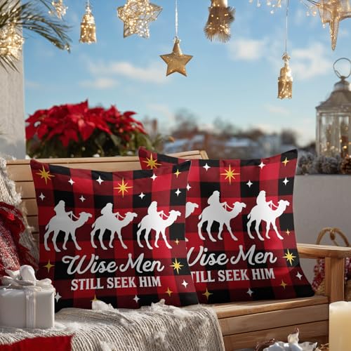 HOMETITUTE Set of 2 Christmas Wise Men Throw Pillow Covers 18x18 Inch - color: Christmas Throw Pillow Covers #06