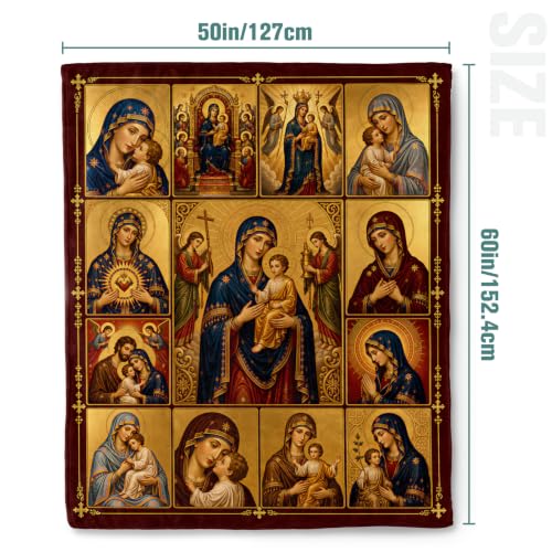 Jekeno Virgin Mary Gifts Blanket Catholic Religious Jesus Throw Blanket - color: Virgin Mary, size: 50x60 Inch