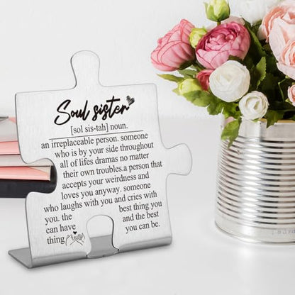 FOKCBOCM Soul Sister Birthday Gift For Her Soul Sister Gift Bestie Gift Thank You Gift for Women Friend Sister Cute Graduation Christmas Friendship Gift for Soul Sister Funny Office Desk Decor, (p1) - style: Soul Sister