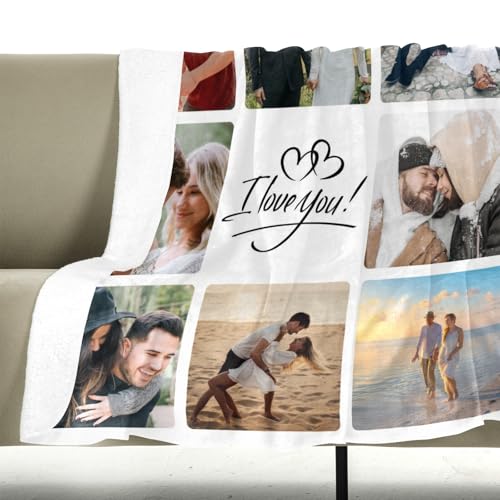 inkArts Personalized Blanket with Photo, Custom Photo Blanket, Customized Picture Blankets, Customizable Blankets, Personalized Anniversary Couple Gifts for Women Men Her Him Girlfriend Boyfriend - color: Photos 11
