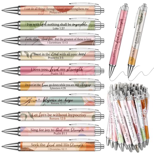 Ctosree 100 Pcs Bible Verse Ballpoint Pens Bulk Christian Gift for Women Easter Gifts Inspirational Scripture Pens Novelty Boho Scripture Black Ink Religious Gift for School Office Church Supplies