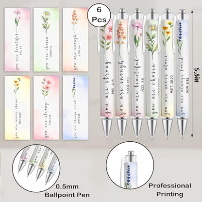 6Pcs Christian Pens for Women - Floral Bible Verse Ballpoint Pens with Inspirational Quotes, Religious Gifts for Women, Friend, Daughter and Church, Uplifting Office and School Supplies - style: Christian