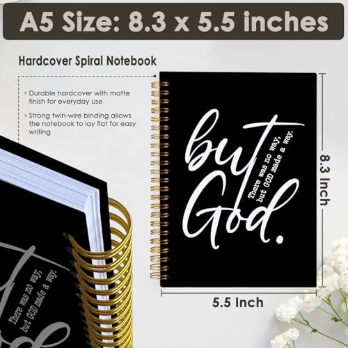 Wheatwin Bible Notebook, But God Christian Notebook Journal, Christian Gifts for Men Women, Inspirational Christian Hardcover Spiral Notebook 5.5x8.3 - Black - color: But god - Black