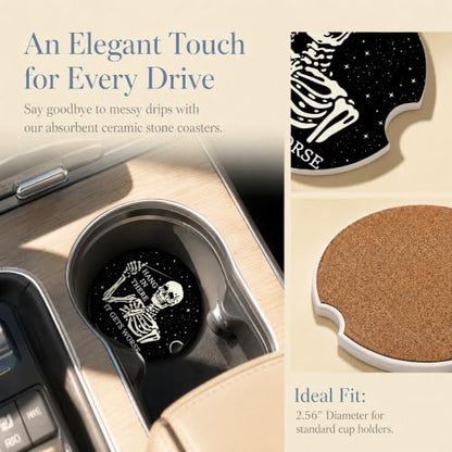 Car Coasters for Cup Holders, Skull Car Coasters Set of 2, B19 - color: Gothic