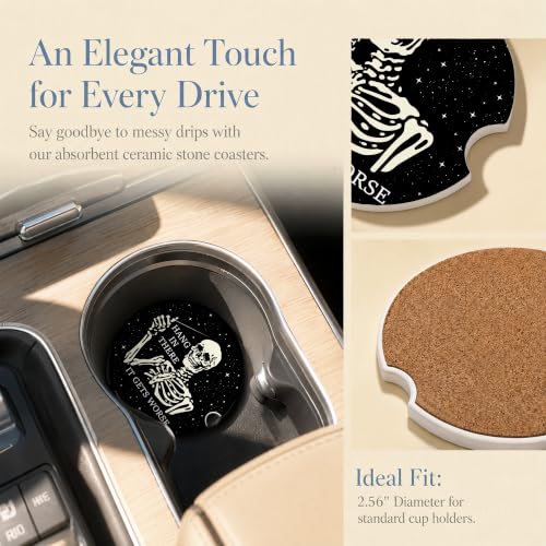 Car Coasters for Cup Holders, Skull Car Coasters Set of 2, B19 - color: Gothic